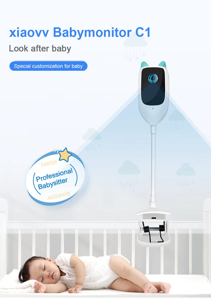 4MP WiFi Indoor Baby Monitor Camera – 1080P, Full-Color Night Vision, 360° Rotation, Auto Tracking, Cry Detection, 128GB, EU/UK/US Plug
