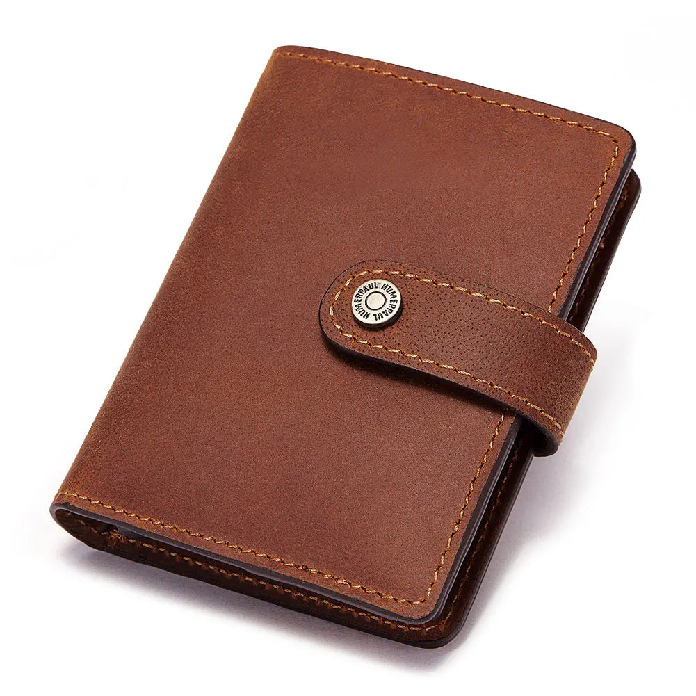 KAVI'S Genuine Cow Leather Pop-Up Card Holder Wallet BP944 – RFID, Zipper | 3 Colors: Coffee, Black, Brown | With or Without Gift Box | Men