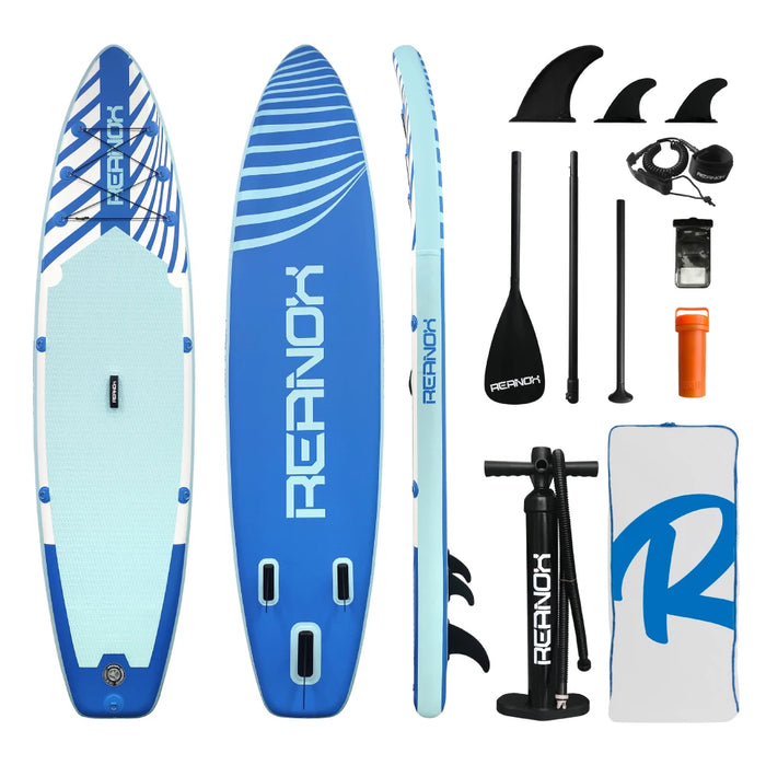 TOURUS Inflatable SUP Paddle Board TS-RXB01 – 335x84x15cm | 3-Fin | Includes Paddle, Pump, Backpack & Fins | Blue | Lakes, Rivers & Ocean