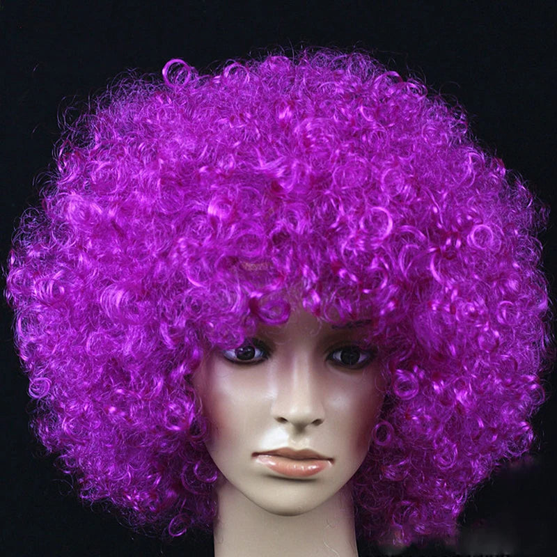Colorful Synthetic Cosplay Wig | Short Wavy Curly | Unisex for Women Men Kids | Party, Daily & Football Fan | 16 Colors Available