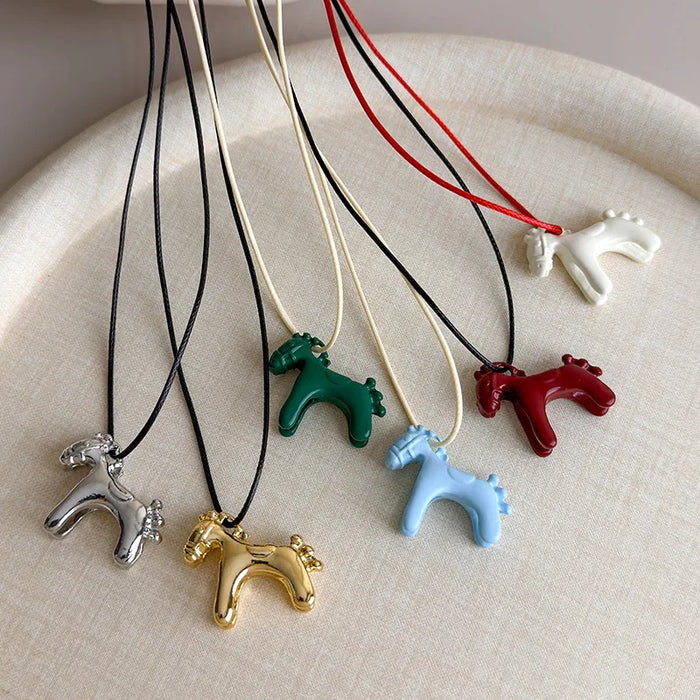 Horse Pendant Long Necklace for Women | Adjustable Sweater Chain | Zinc Alloy | 6 Metal Colors | Party, Wedding, Daily Wear | Fashion Jewelry