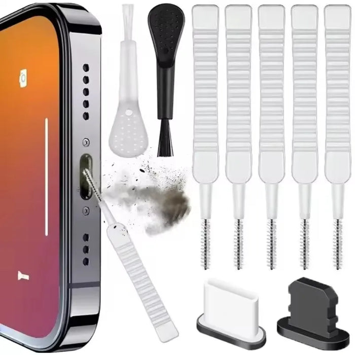 Phone Speaker & Charging Port Cleaning Kit with Dust Plug – For iOS (Lightning) & USB-C | Compatible with iPhone 16 15 14, Samsung, Xiaomi | 1 PCS or 10 PCS