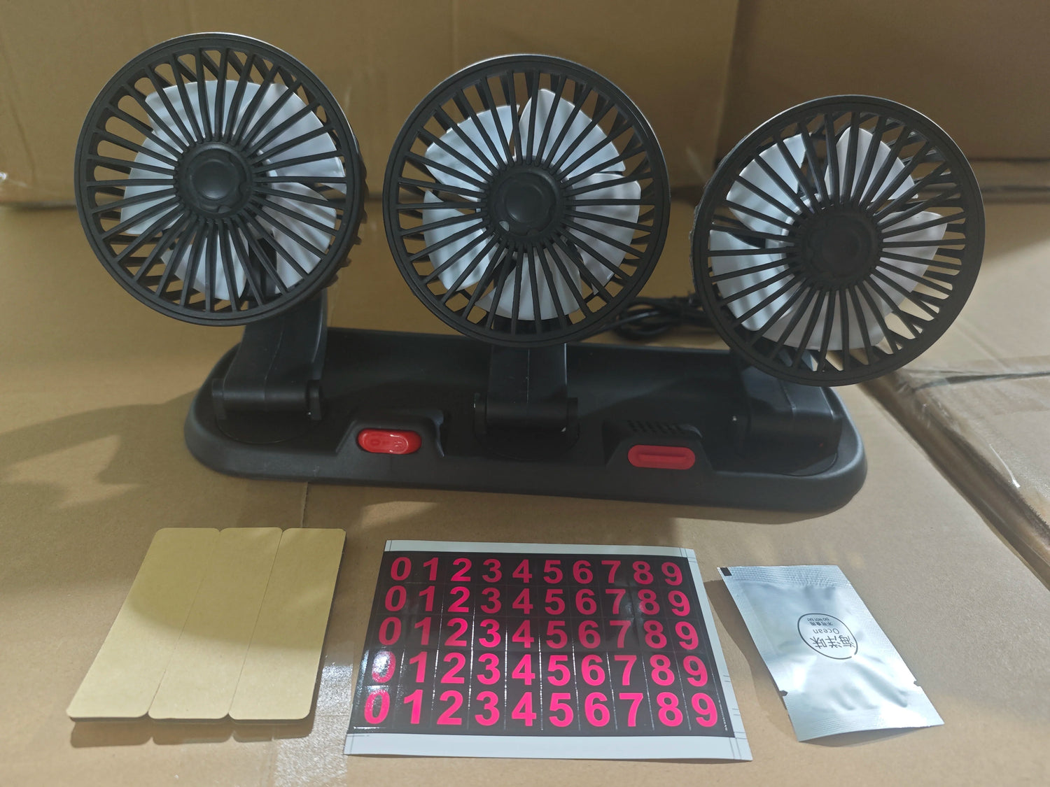 360° Adjustable 3-Head Car Fan Automotive Electric Air Circulator USB/12V/24V Dual-Speed Silent Fan for Home Desk Office & Car