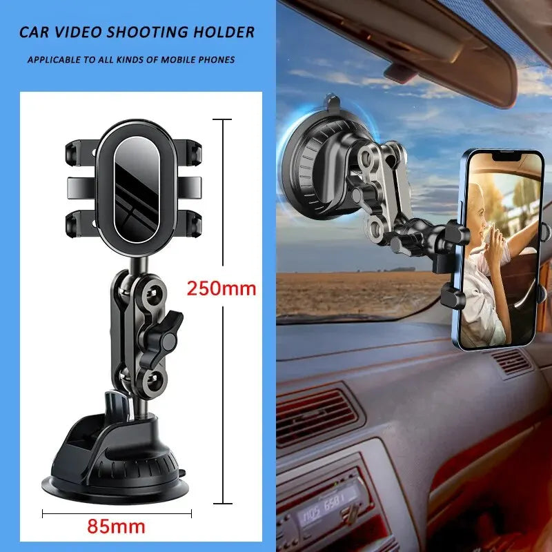 Universal Magic Arm Suction Car Phone Mount for Video Recording & Vlogging – Windshield Window Glass Holder, Short & Long Arm