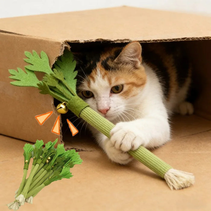 Cat Catnip Chew Toy Molar Stick – 2 Variants: 1pc & 2pc | Felt | Teeth Cleaning | Interactive Self-Playing | Bite & Squeaky | No Battery