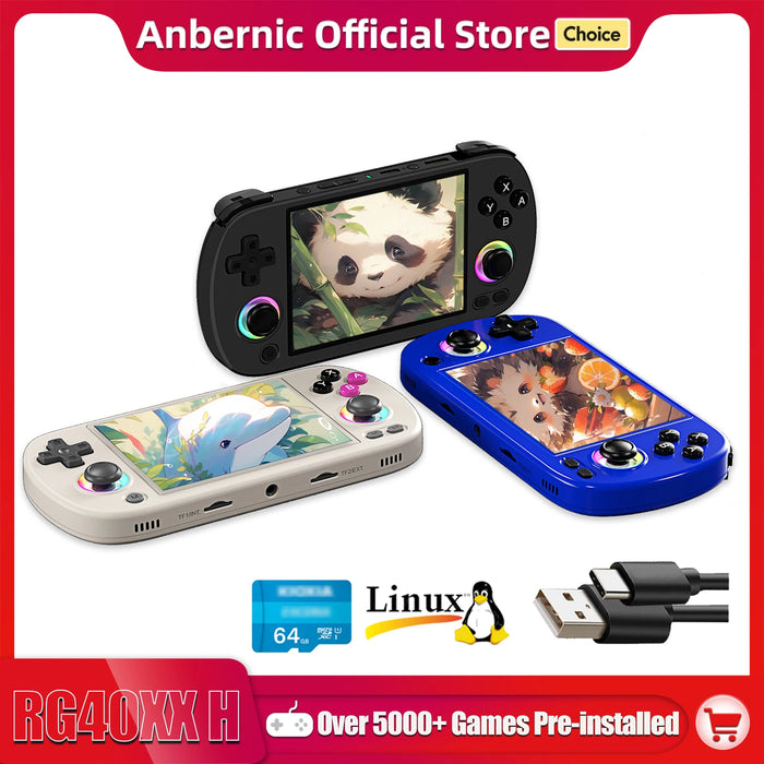 Anbernic RG40XX H Retro Handheld Game Console, 4.0 IPS Screen, 64G/128G/256G, 5000-11000+ Games, Linux, Mini HDMI, 3200mAh