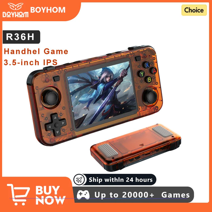BOYHOM R36H Handheld Game Console – 3.5 IPS Screen, 10,000+ Games, 64GB/128GB, Linux ArkOS, RK3326, Portable Retro Pocket Player