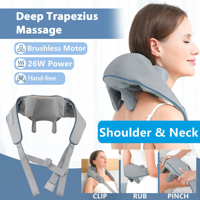 Foreverlily Wireless Neck, Shoulder & Back Massage Shawl – Kneading Trapezius Cervical Massager, 20W / 26W