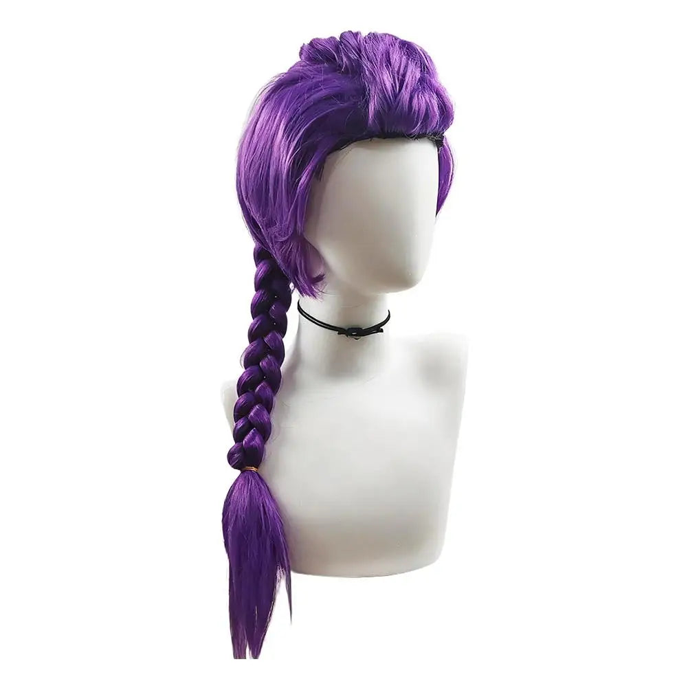 Children's Long Braid Wig with Side Ponytail & Tiger Mouth Clamp – 33.5 Inches | 2 Colors: Pink & Purple | Rayon | Halloween Cosplay Costume