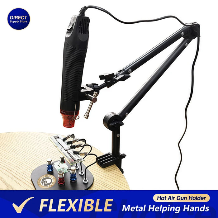 Realmote Soldering Helping Hand & PCB Holder Stand – 3 Variants | Flexible Adjustable Arms | Desoldering & Hot Air Gun | Plastic | 574g