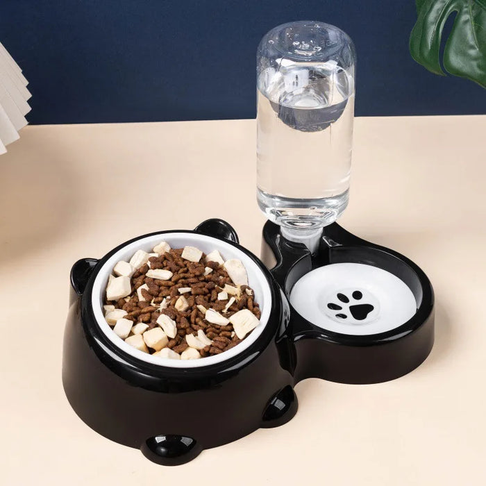 2-in-1 Tilted Elevated Pet Bowl, 304 Stainless Steel, Auto Water Reservoir, Anti-Choking, 26.5x7.7x12cm, Cats & Dogs, 3 Colors
