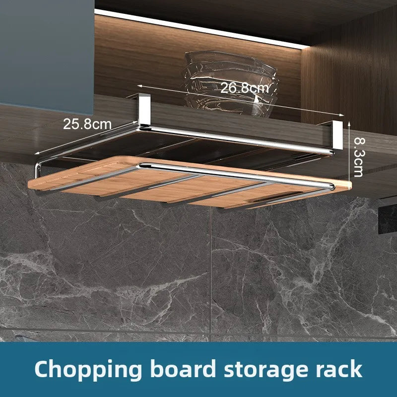 304 Stainless Steel 2-Tier Cabinet Organizer & Storage Rack – Cutting Boards, Towels & Cups | 3 Variants: Silvery A, B, C | 593g