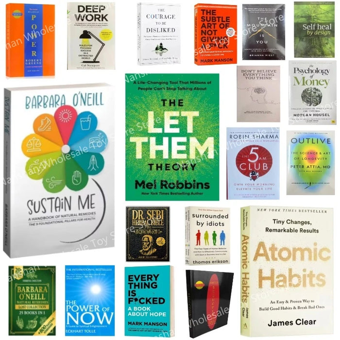 Bestselling Self-Help Books – 11 Titles: Atomic Habits, 48 Laws of Power, Let Them Theory, Money Psychology & More | English | Adult
