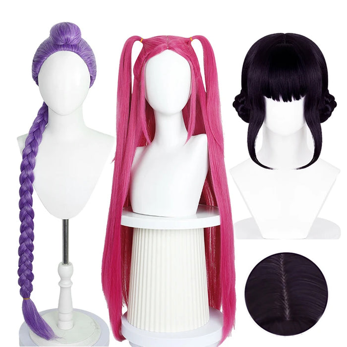 Long Cosplay Wig | Heat-Resistant Synthetic Hair | Movie, K-pop & Anime | 3 Colors: Black, Red, Purple | Unisex | Carnival & Costume