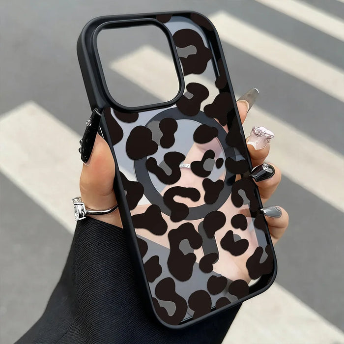 Leopard Print Matte MagSafe Shockproof iPhone Case with Magnetic Wireless Charging – Compatible with iPhone 13 Pro Max, 14, 14 Pro, 14 Pro Max, 15, 15 Pro, 15 Pro Max, 16, 16 Pro, 16 Pro Max, 17, 17 Pro, 17 Pro Max |