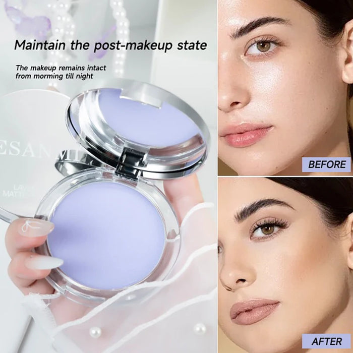 LUXURYTO Shimmer Pressed Powder – Oil-Controlling, Mica & Talc Formula, for Oily Skin, Sky Blue / Purple