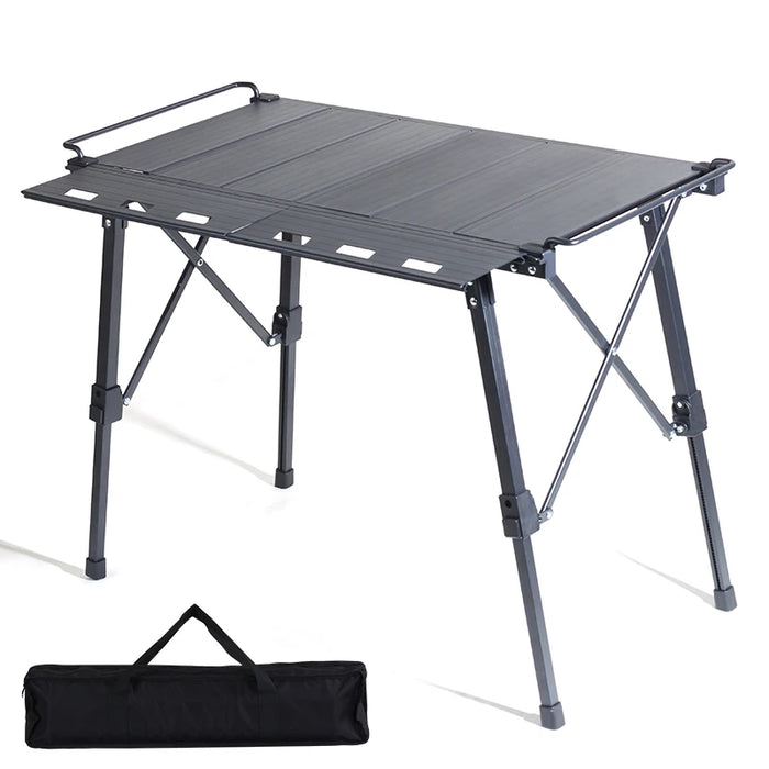 Aluminum IGT Foldable & Expandable Outdoor Table – Seats 6, Korean Style, for Camping, Patio, Hiking & BBQ, Black