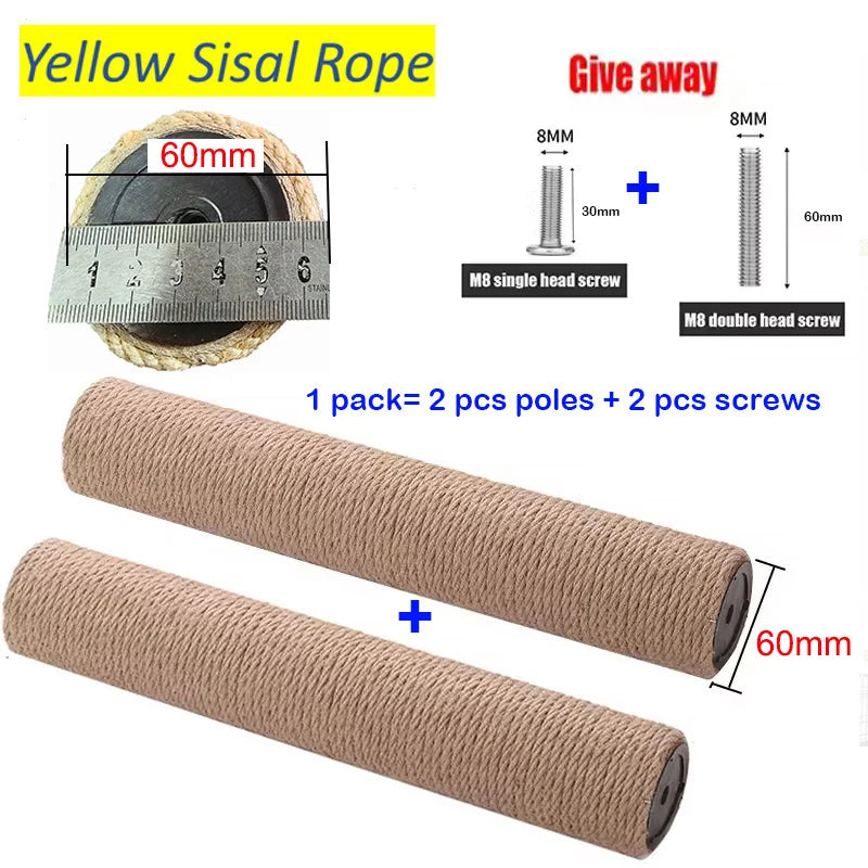 Sisal Rope Cat Tree Replacement Pillars, Set of 2, 20 / 30 / 40 / 50cm, Model A Thicker & Model B Thinner, DIY Cat Climbing Tower