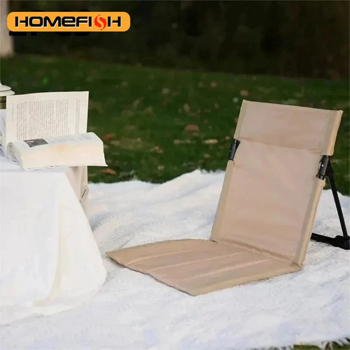 Foldable Camping Chair – Cushioned Backrest, Metal Frame, for Beach, Garden, Park & Picnic, Army Green/Black/Cream