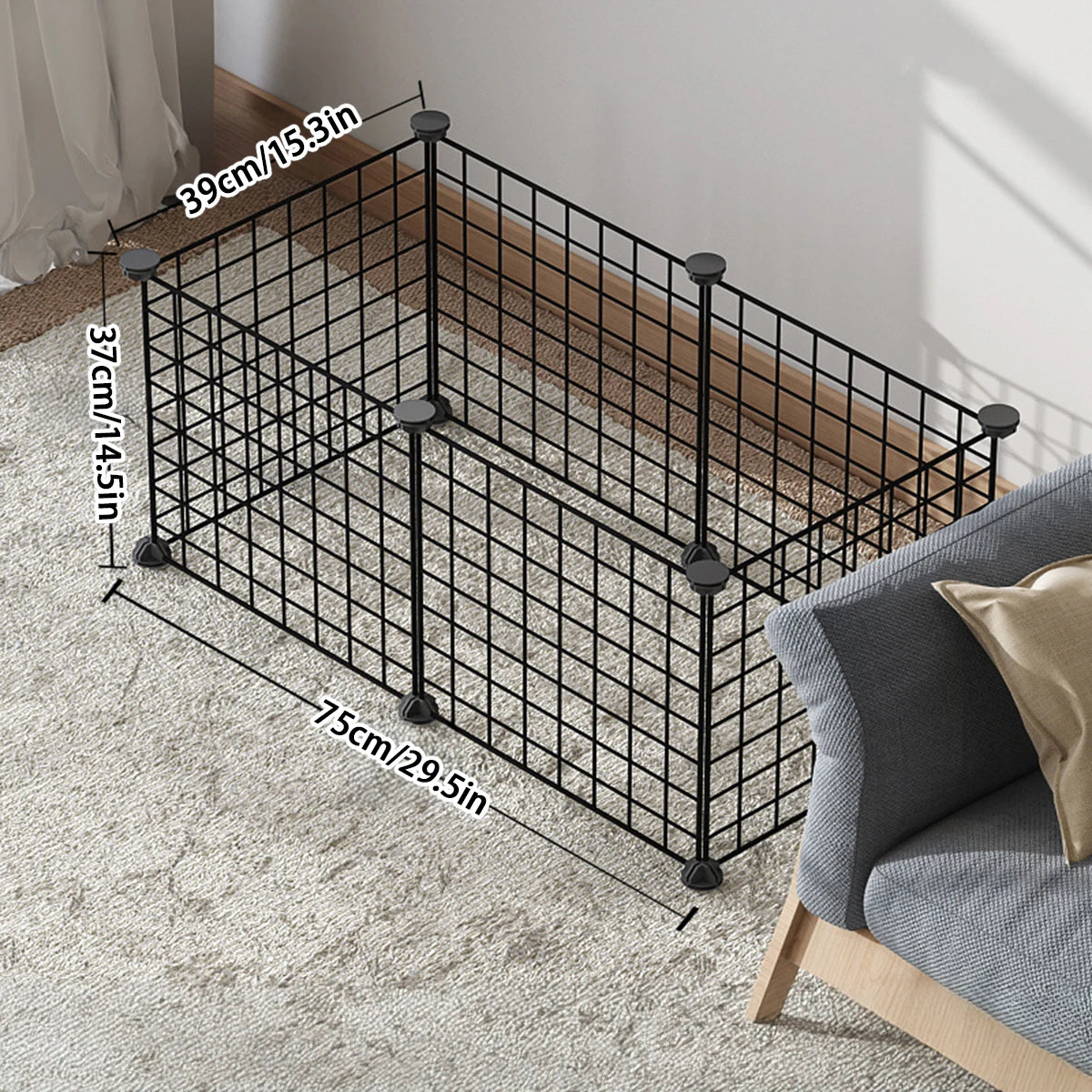 Modular Dog Wire Mesh Fence & DIY Cage, 6 to 20 Panels, Iron, Indoor Escape Barrier, Black & Mixed Styles