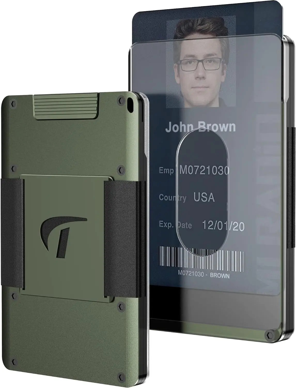vgucki Aluminum Slim Men's Wallet VG-03 – RFID Blocking, Holds 15 Cards + Cash Strap | 5 Colors: Army Green, Gray, Carbon Fiber, Black, Dark Blue