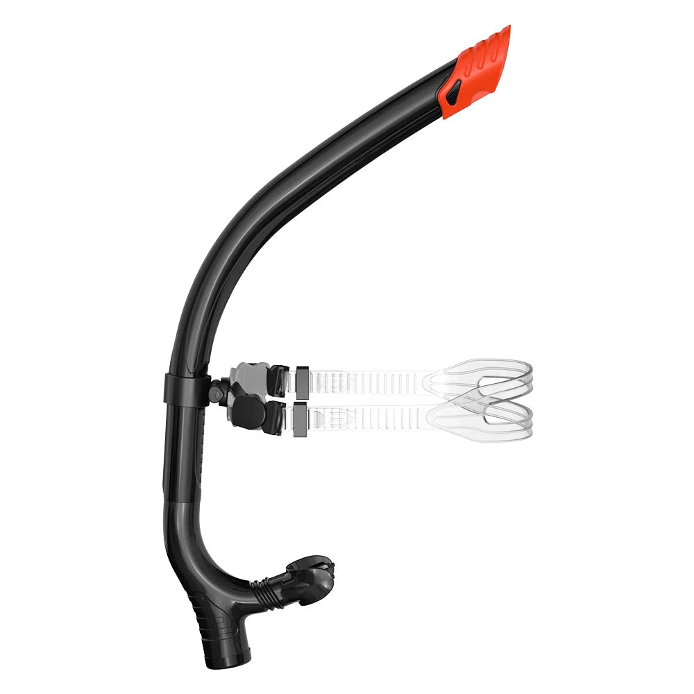 JoyMaySun Center-Mount Swimmer's Snorkel S513 – Silicone Mouthpiece, One-Way Purge Valve | Lap & Training | 6 Colors: Black, Yellow, Red, Blue, Green, White