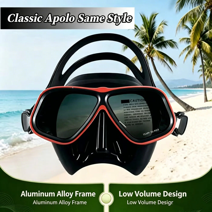 QYQ Aluminum Frame Free Diving & Scuba Mask 190 – Prescription Lens Compatible | 5 Colors: Silver, Blue, Rose Red, Black, Orange Black | Snorkeling