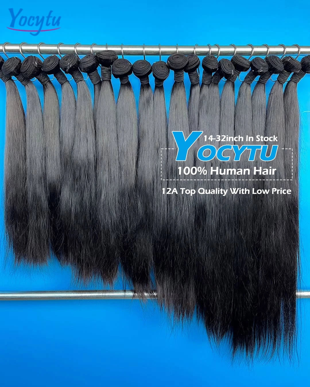 YOCYTU 12A Brazilian Remy Straight Hair Bundles | 100% Human Hair | 14–42 Inch | 64 Variants | 1B Black | Ships France 1–3 Days