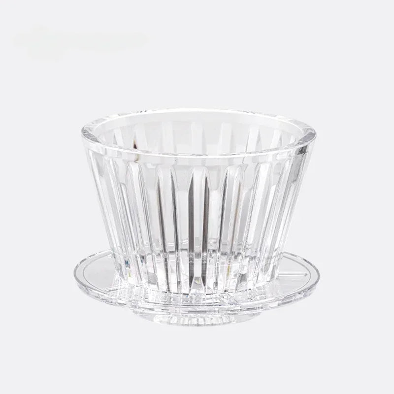 Opovcom Acrylic Pour Over Coffee Filter Cup – Cone Flat Bottom | Reusable | 4 Variants: Black & White Plastic or Set with Filter Papers | 159g