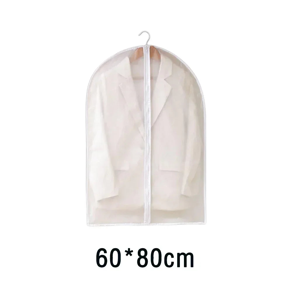 Transparent Hanging Garment Bags – Zippered, Waterproof, Dustproof, for Suits, Coats & Dresses, 60x80 / 60x100 / 60x120 / 60x140cm, Pack of 1/3/5/10