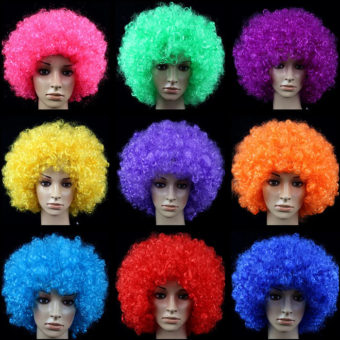 Colorful Synthetic Cosplay Wig | Short Wavy Curly | Unisex for Women Men Kids | Party, Daily & Football Fan | 16 Colors Available