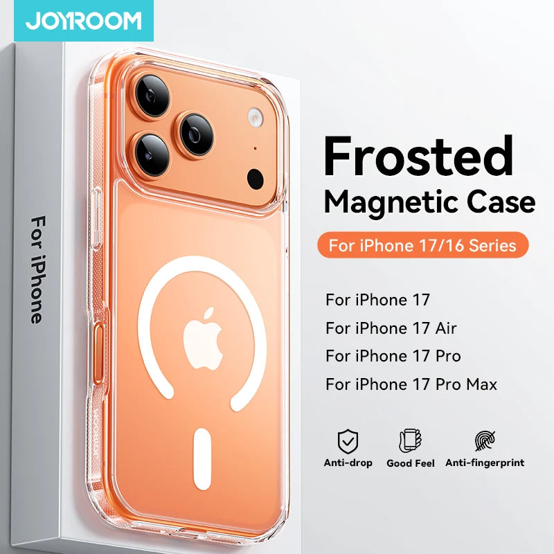 Joyroom Magnetic Frosted Matte Shockproof iPhone Case with Wireless Charging Support – Compatible with iPhone 16, 16 Pro, 16 Pro Max, 17, 17 Pro, 17 Pro Max, iPhone Air | PC + TPU | 7 Variants