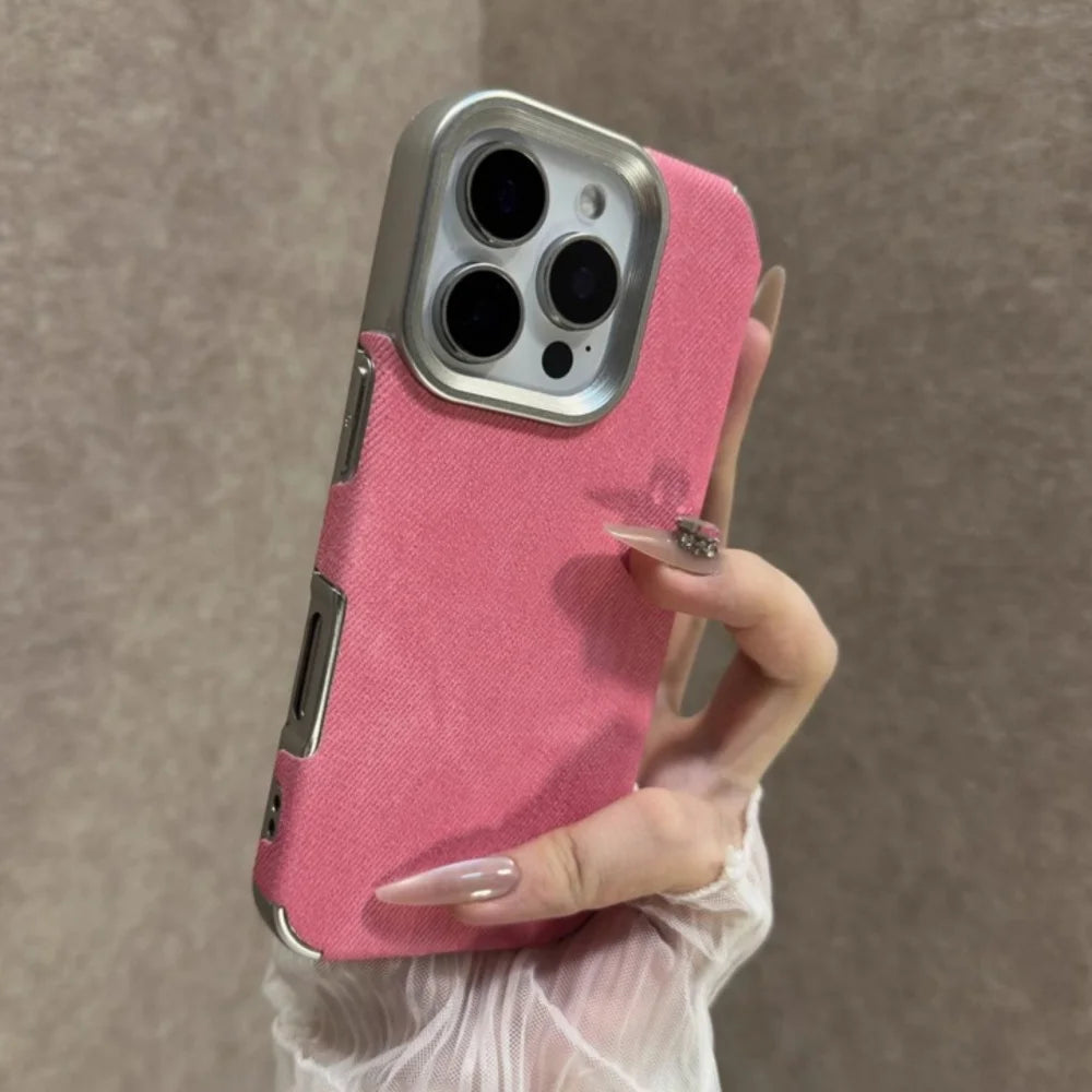 Retro Jeans iPhone Case – Shockproof Bumper Armor Cover for iPhone 11 12 13 14 15 16 17 Pro Max Plus Air | 8 Colors