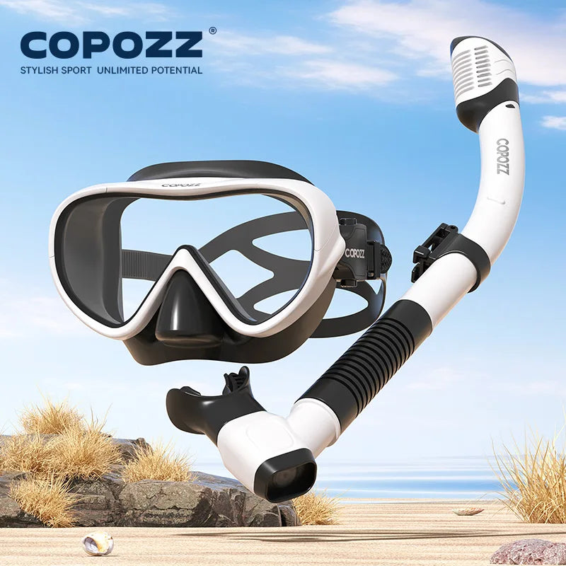 COPOZZ Full-Vision Diving Mask & Snorkel Set 4913+4921 – HD Anti-Fog | Mask Only or with Snorkel | 11 Color Variants | 466g