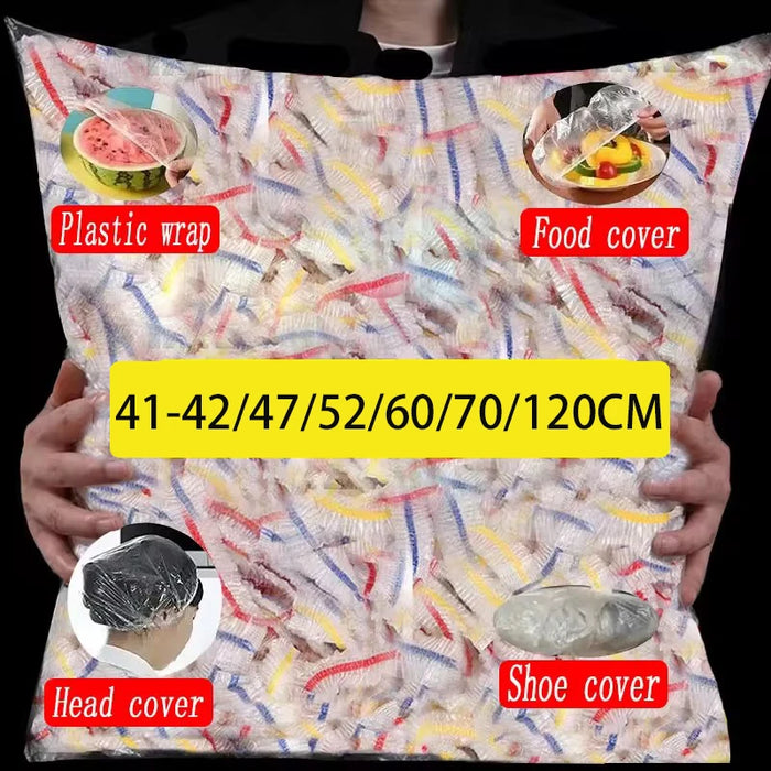 Colorful Elastic Disposable Food Cover & Storage Bags – BPA-Free PE | 6 Sizes: 41–120cm | Pack of 50 or 100 pcs | 200g