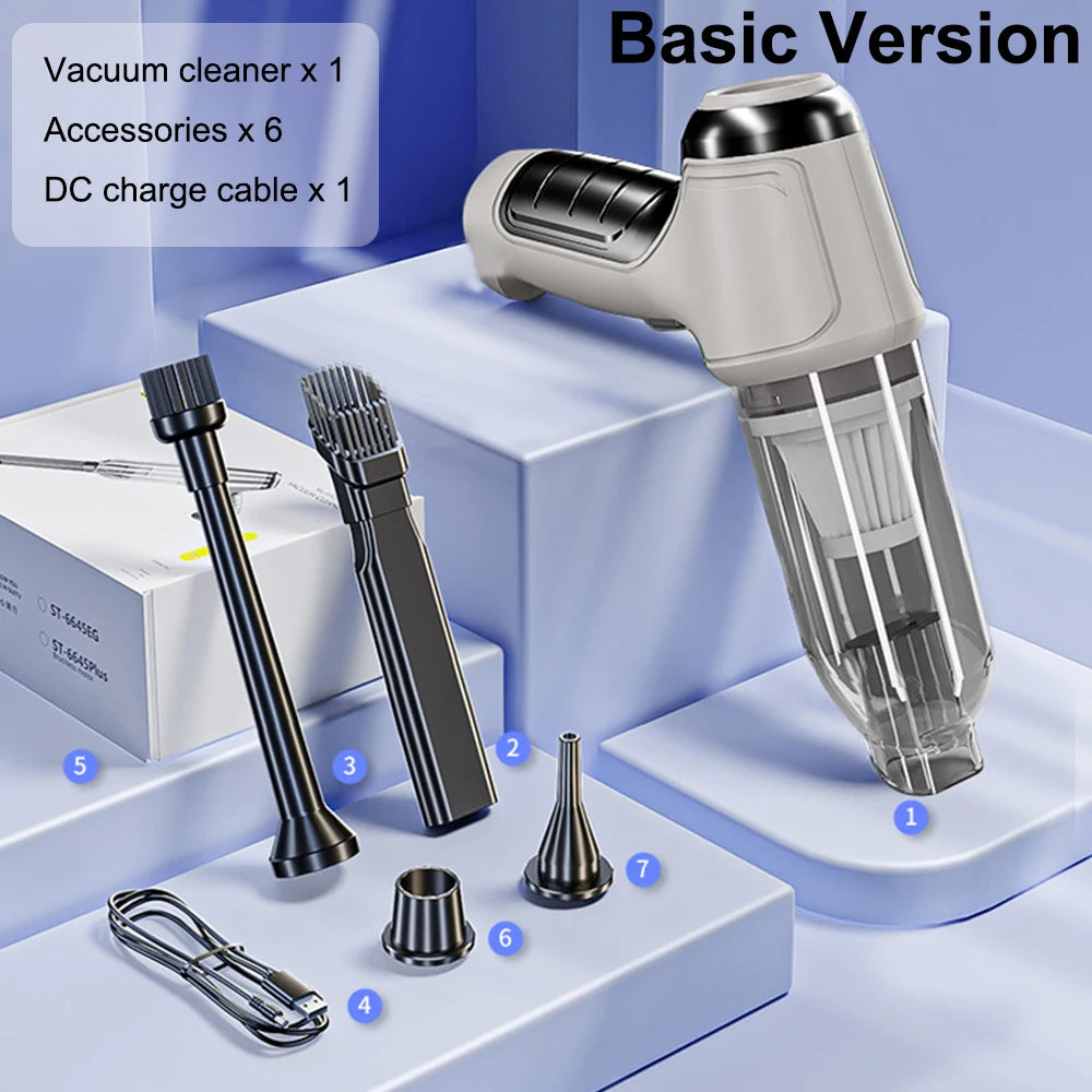 Portable Wireless Car Vacuum Cleaner – 95,000PA Strong Suction, Mini Handheld, Basic & Pro Versions, for Car & Home
