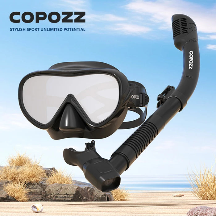 COPOZZ Full-Vision Diving Mask & Snorkel Set 4913+4921 – HD Anti-Fog | Mask Only or with Snorkel | 11 Color Variants | 466g