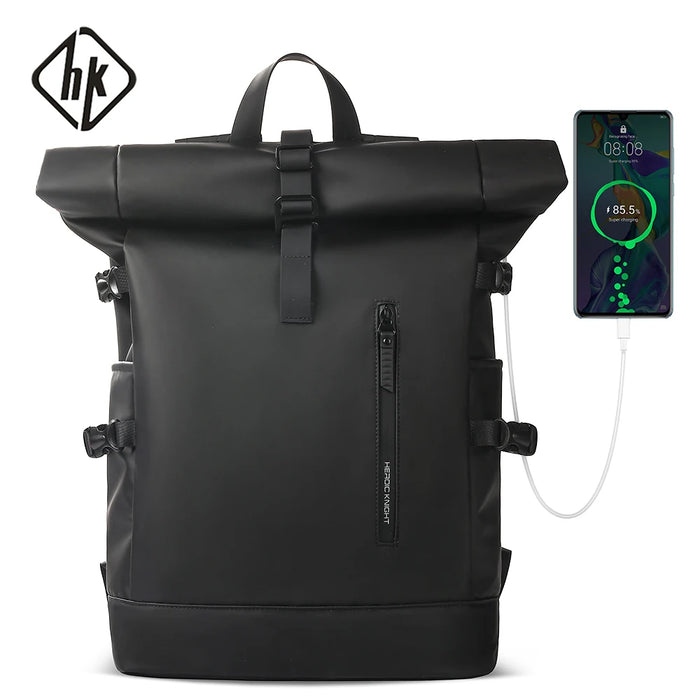 HK Expandable Travel Backpack – 20–35L, 15.6" Laptop, Waterproof Oxford, USB Port, Roll-Top Buckle, Breathable Back Panel, Unisex, 6 Colors