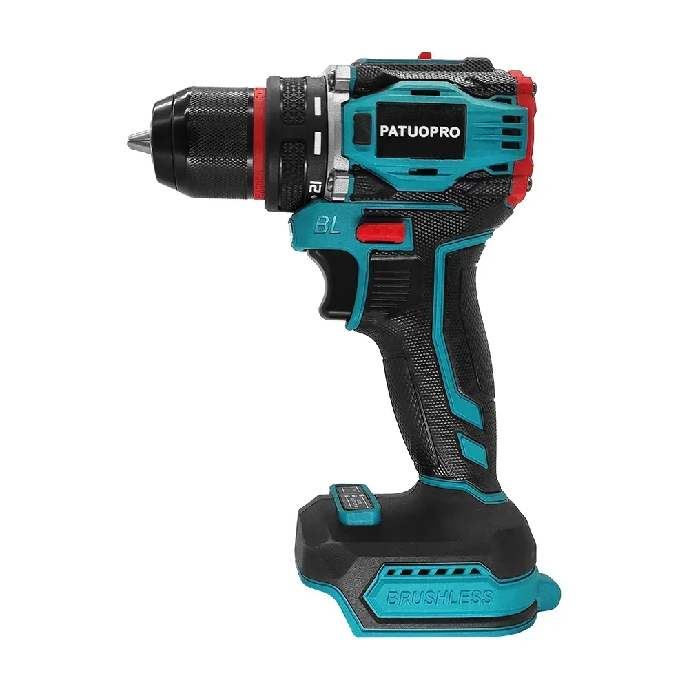 PATUOPRO 10mm Cordless Brushless Drill – 2-Speed, 21 Torque Settings, 50–80N.m, Makita 18V Compatible | EU Plug | No Battery | 1kg