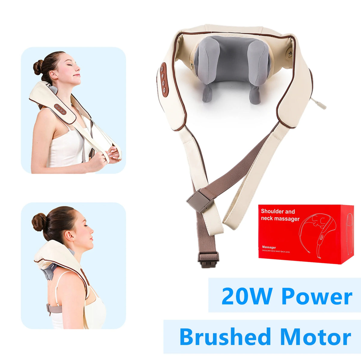 Foreverlily Wireless Neck, Shoulder & Back Massage Shawl – Kneading Trapezius Cervical Massager, 20W / 26W