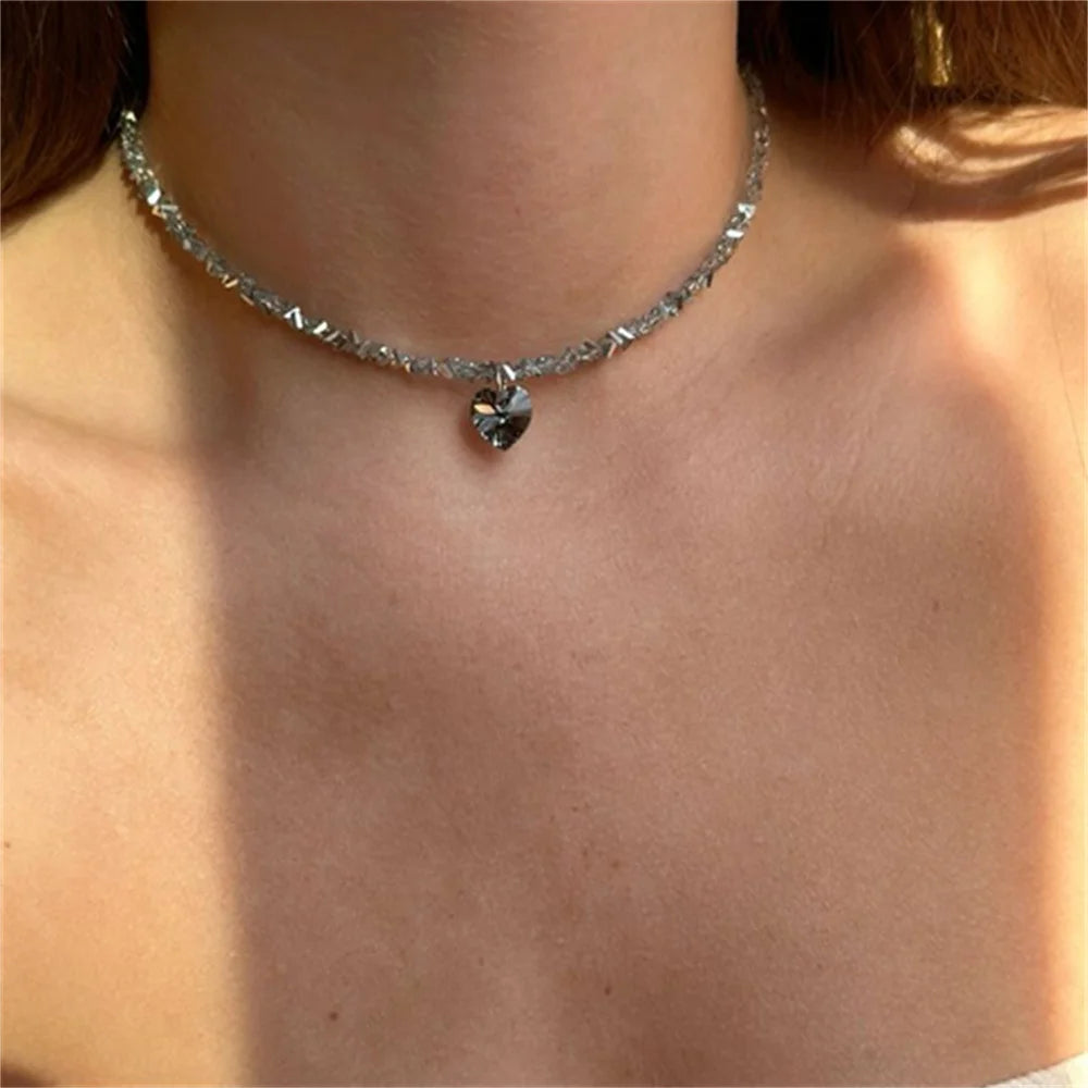 Geometric Zircon Pendant Necklace for Women, Punk Style, Strand Chain, Metal, 7 Color Options, Party & Daily Wear, Mood Tracker