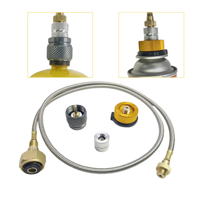 100cm Camping Gas Stove Extension Cord – Propane Refill Adapter, LPG Cylinder Connector, Outdoor Burner Line, Set A/Set B/Adapter