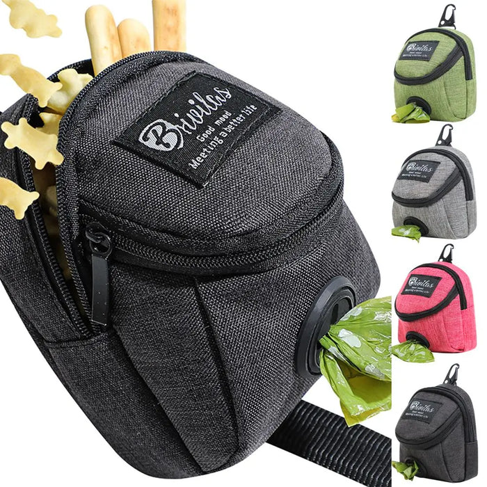 Portable Multifunction Dog Treat Pouch & Training Bag – Poop Bag Dispenser, Eco-Friendly | 4 Colors: Black, Green, Grey, Rose Red | 74g