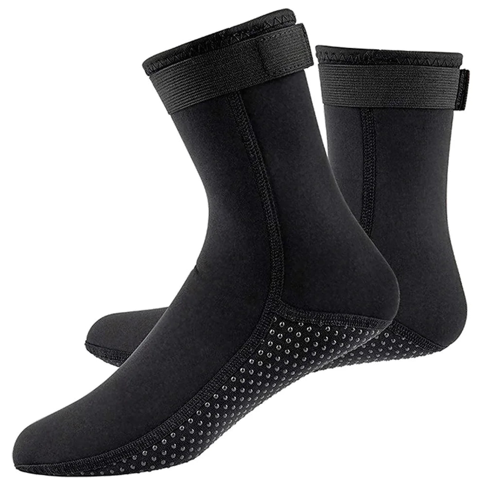 JoyMaySun 3mm Neoprene Diving Socks & Wetsuit Boots – Non-Slip, Warm, Elastic | Black | 5 Sizes: S to XXL | Diving, Surfing, Snorkeling