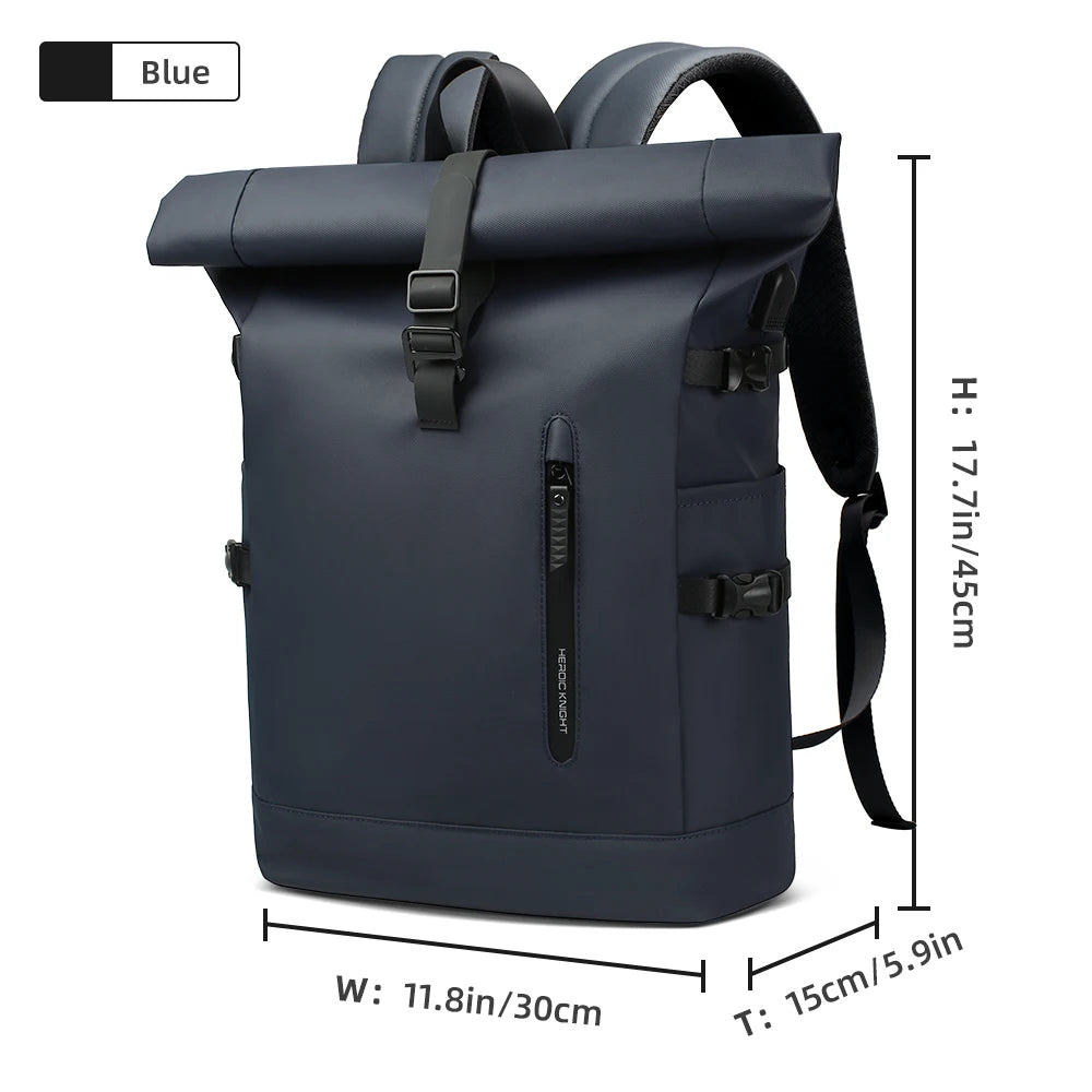 HK Expandable Travel Backpack – 20–35L, 15.6" Laptop, Waterproof Oxford, USB Port, Roll-Top Buckle, Breathable Back Panel, Unisex, 6 Colors