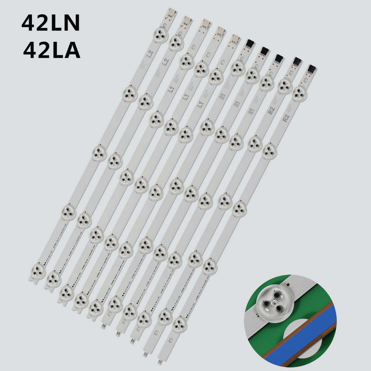 XSLLEDS LED Backlight Strip Set – 10 Pcs (R1+L1+R2+L2) for LG 42LN/42LA Series | 6916L-1385A/86A/87A/88A | Original & Replace | 400g