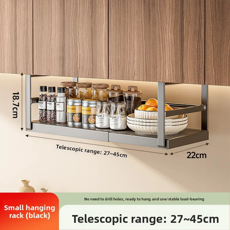 Under Cabinet Kitchen Hanging Rack – Multi-Functional Organizer for Paper Towels, Foil, Utensils & Spices