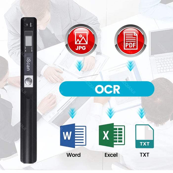 GZQIANJI iScan01 Portable A4 Document Scanner – 900dpi, Bluetooth & USB, JPG & PDF Output, Handheld, for Office & Business, Black / White