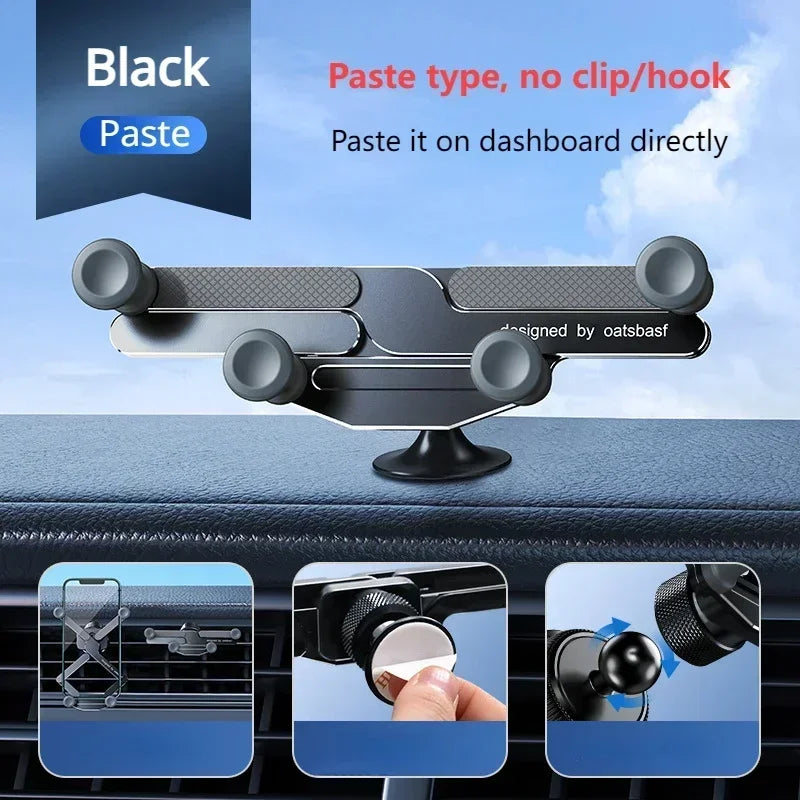 Hipacool Gravity Car Phone Holder – 360° Rotatable Carbon Alloy Air Vent & Dashboard Mount for Phones 4.7–7.2 Inches