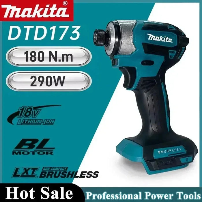Makita DTD173 Brushless Cordless Impact Screwdriver 18V | EU Plug | No Battery Included | CE Certified | Home DIY | 987g